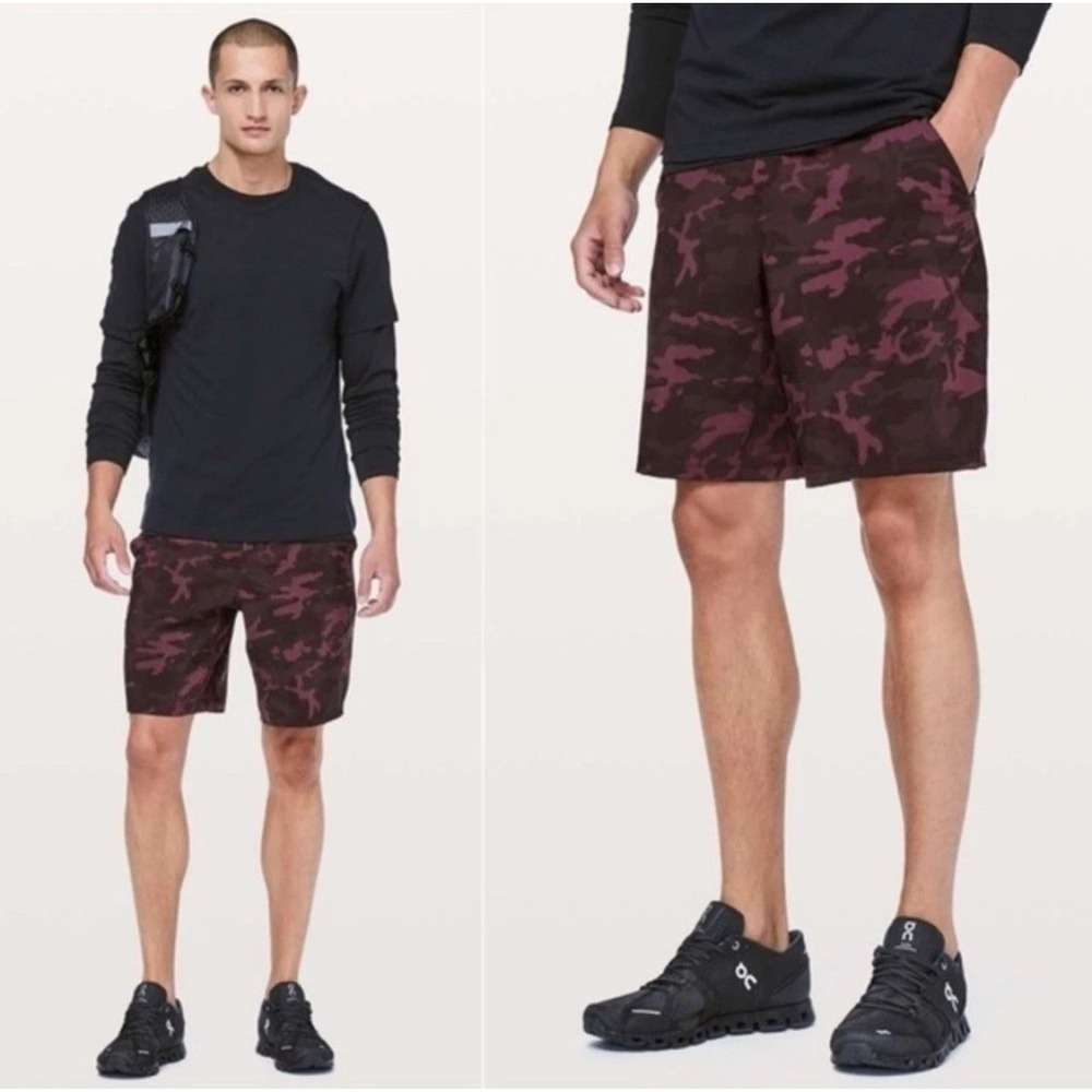 Lululemon Shorts Men's XL Pace Breaker 9" Incognito Camo Red Lined Quick Dry Run